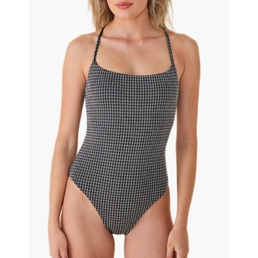 Andie Black & White Houndstooth One-Piece Swimsuit